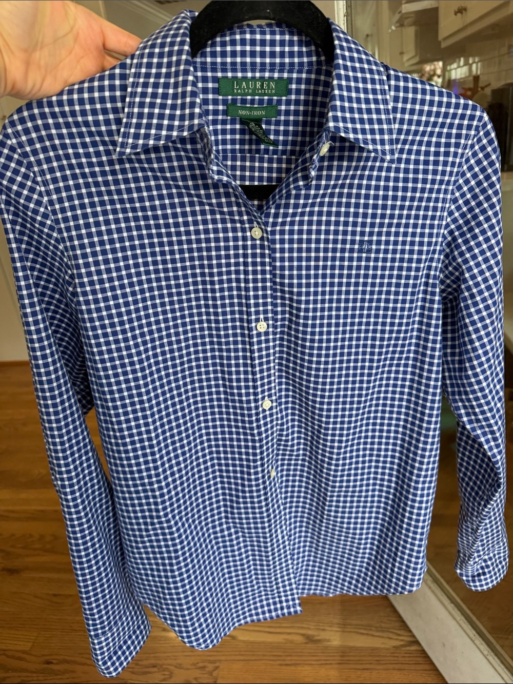 Lauren Ralph Lauren Blue and White Gingham Button-Down Shirt
